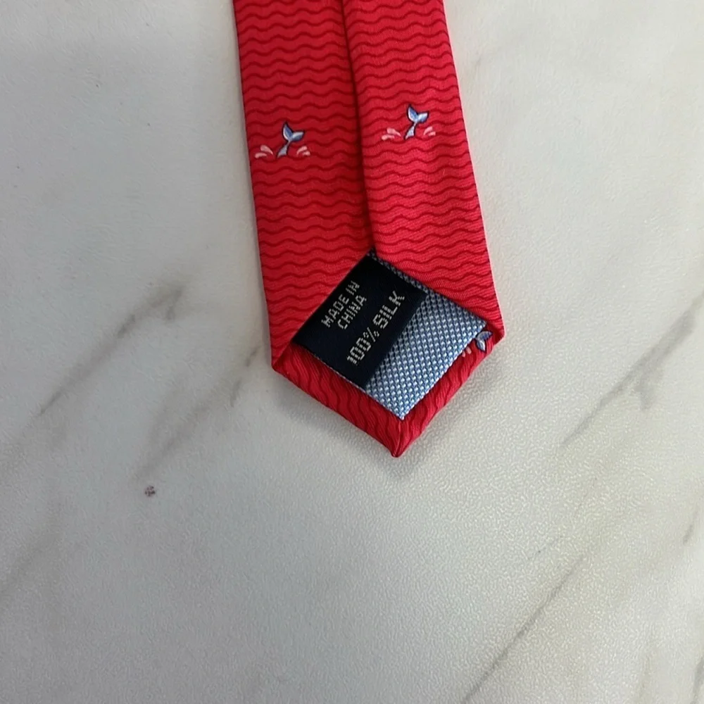 Tommy Hilfiger Red Whale 100% Silk Tie 61”